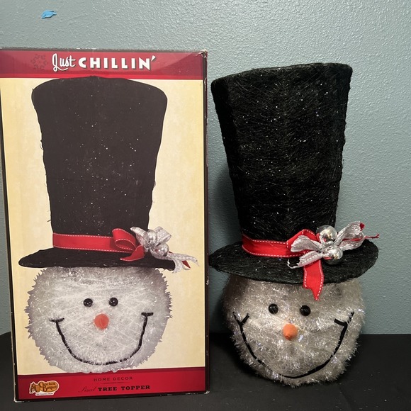 Cracker Barrel Other - Cracker Barrel Snowman Head Top Hat Christmas Tree Topper Large 19" w/Box